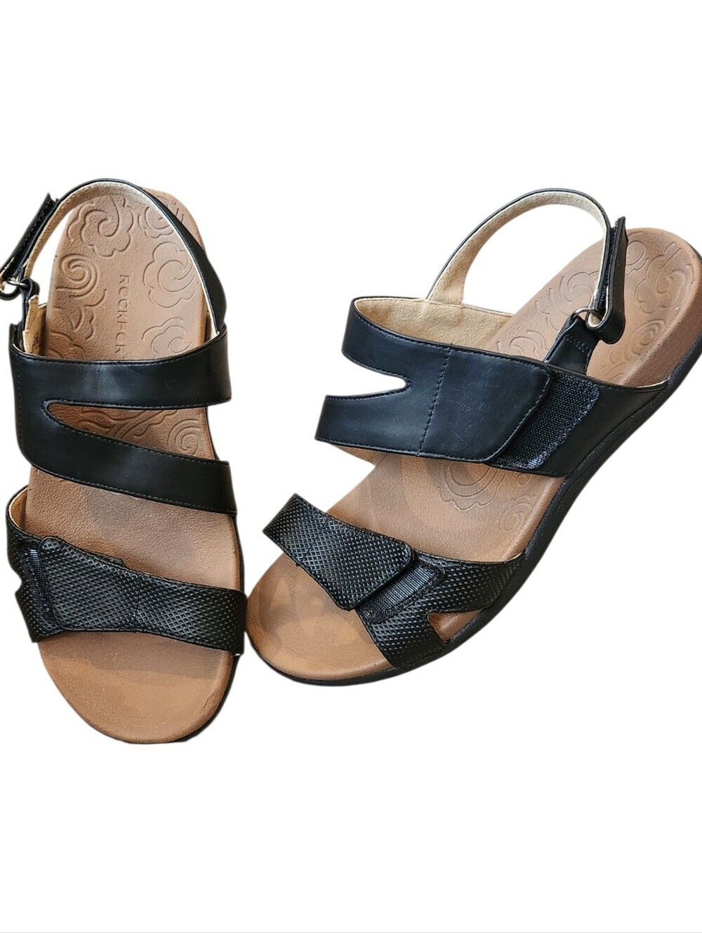 Rockport Ridge Asymmetrical Black Comfort Slingback Sandals Size 7.5 Comfort